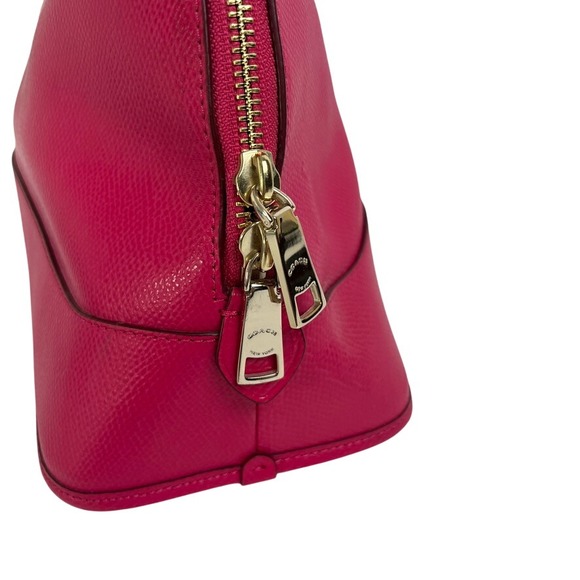 Coach Pink Crossgrain Leather Dome Satchel Double Zip Purse - Picture 7 of 11